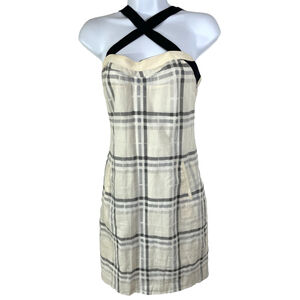 Yigal Azrouel Gray Ivory Dress 100% Silk Knee Length Open Back Sz 0